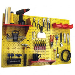 Wall Control - 48" Wide x 32" High Peg Board Kit - 3 Panels, Metal, Yellow/Red - Exact Tooling