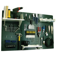 Wall Control - 48" Wide x 32" High Peg Board Kit - 3 Panels, Metal, Green/White - Exact Tooling