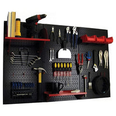 Wall Control - 48" Wide x 32" High Peg Board Kit - 3 Panels, Metal, Black/Red - Exact Tooling