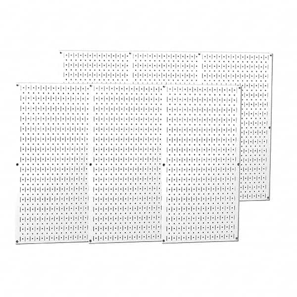 Wall Control - 96" Wide x 32" High Peg Board Storage Board - 6 Panels, Metal, White - Exact Tooling