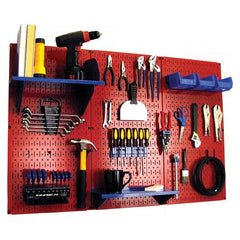 Wall Control - 48" Wide x 32" High Peg Board Kit - 3 Panels, Metal, Red/Blue - Exact Tooling