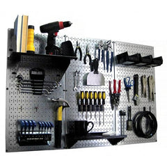 Wall Control - 48" Wide x 32" High Peg Board Kit - 3 Panels, Galvanized Steel, Galvanized/Black - Exact Tooling