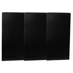 Wall Control - 48" Wide x 32" High Peg Board Storage Board - 3 Panels, Metal, Black - Exact Tooling