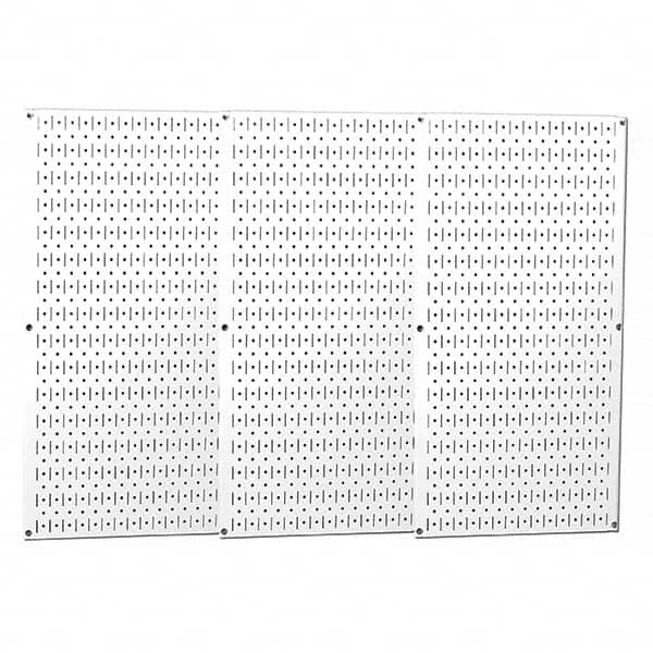 Wall Control - 48" Wide x 32" High Peg Board Storage Board - 3 Panels, Metal, White - Exact Tooling