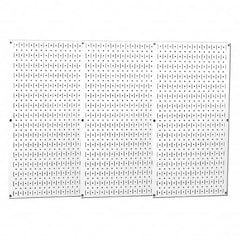 Wall Control - 48" Wide x 32" High Peg Board Storage Board - 3 Panels, Metal, White - Exact Tooling