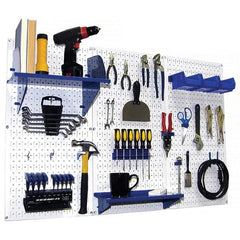 Wall Control - 48" Wide x 32" High Peg Board Kit - 3 Panels, Metal, White/Blue - Exact Tooling