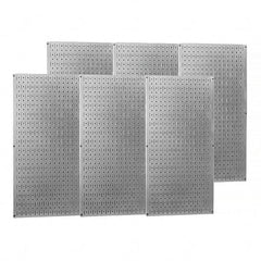 Wall Control - 96" Wide x 32" High Peg Board Storage Board - 6 Panels, Galvanized Steel, Metallic - Exact Tooling