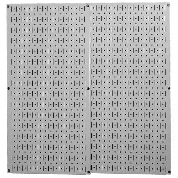 Wall Control - 32" Wide x 32" High Peg Board Storage Board - 2 Panels, Metal, Gray - Exact Tooling