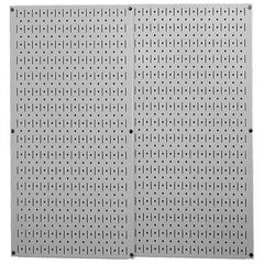 Wall Control - 32" Wide x 32" High Peg Board Storage Board - 2 Panels, Metal, Gray - Exact Tooling