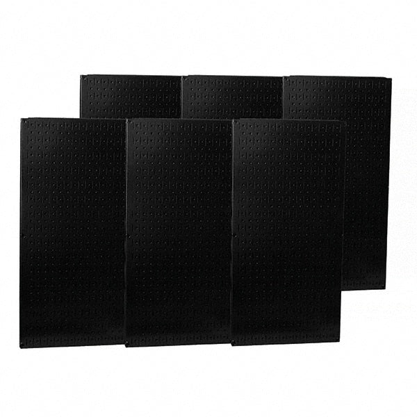 Wall Control - 96" Wide x 32" High Peg Board Storage Board - 6 Panels, Metal, Black - Exact Tooling