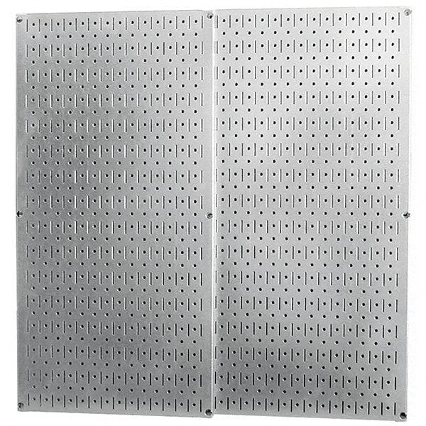 Wall Control - 32" Wide x 32" High Peg Board Storage Board - 2 Panels, Galvanized Steel, Metallic - Exact Tooling