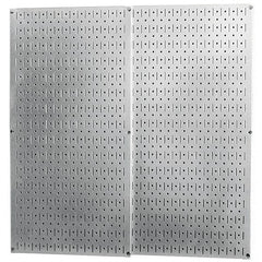 Wall Control - 32" Wide x 32" High Peg Board Storage Board - 2 Panels, Galvanized Steel, Metallic - Exact Tooling