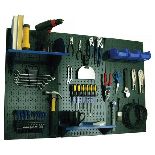 Wall Control - 48" Wide x 32" High Peg Board Kit - 3 Panels, Metal, Green/Blue - Exact Tooling