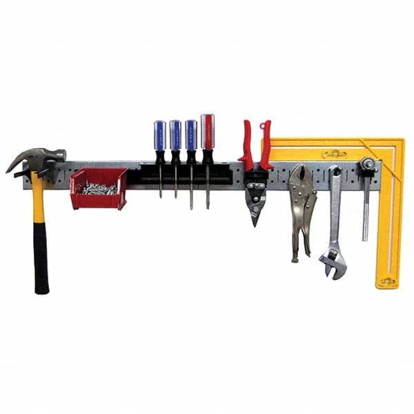 Wall Control - 32" Wide x 2-1/2" High Peg Board Kit - 2 Panels, Galvanized Steel, Galvanized/Black - Exact Tooling