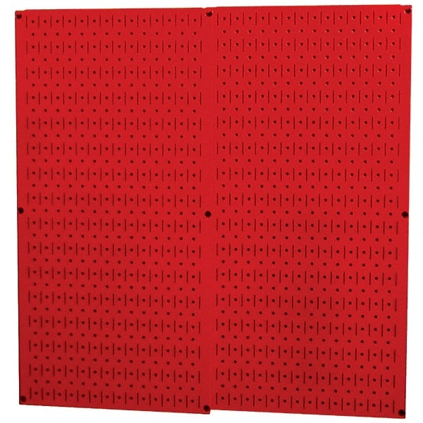 Wall Control - 32" Wide x 32" High Peg Board Storage Board - 2 Panels, Metal, Red - Exact Tooling