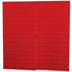 Wall Control - 32" Wide x 32" High Peg Board Storage Board - 2 Panels, Metal, Red - Exact Tooling
