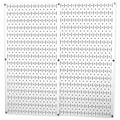Wall Control - 32" Wide x 32" High Peg Board Storage Board - 2 Panels, Metal, White - Exact Tooling