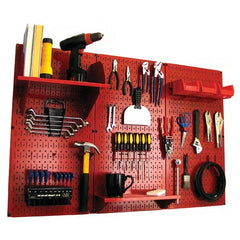 Wall Control - 48" Wide x 32" High Peg Board Kit - 3 Panels, Metal, Red - Exact Tooling