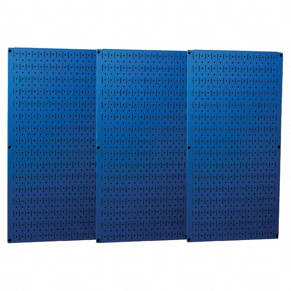 Wall Control - 48" Wide x 32" High Peg Board Storage Board - 3 Panels, Metal, Blue - Exact Tooling