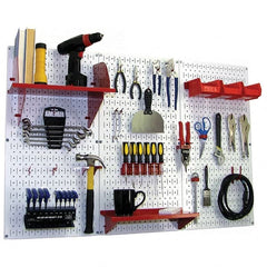 Wall Control - 48" Wide x 32" High Peg Board Kit - 3 Panels, Metal, White/Red - Exact Tooling