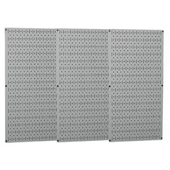 Wall Control - 48" Wide x 32" High Peg Board Storage Board - 3 Panels, Metal, Gray - Exact Tooling