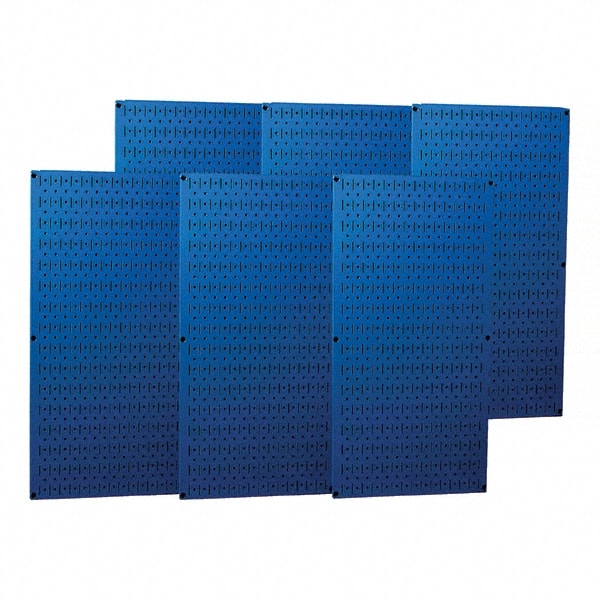 Wall Control - 96" Wide x 32" High Peg Board Storage Board - 6 Panels, Metal, Blue - Exact Tooling
