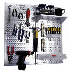 Wall Control - 32" Wide x 32" High Peg Board Kit - 2 Panels, Galvanized Steel, Galvanized/White - Exact Tooling