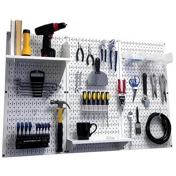 Wall Control - 48" Wide x 32" High Peg Board Kit - 3 Panels, Metal, White - Exact Tooling