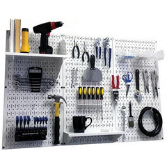 Wall Control - 48" Wide x 32" High Peg Board Kit - 3 Panels, Metal, White - Exact Tooling