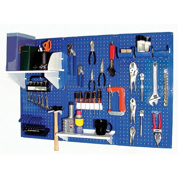 Wall Control - 48" Wide x 32" High Peg Board Kit - 3 Panels, Metal, Blue/White - Exact Tooling