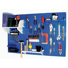 Wall Control - 48" Wide x 32" High Peg Board Kit - 3 Panels, Metal, Blue/White - Exact Tooling