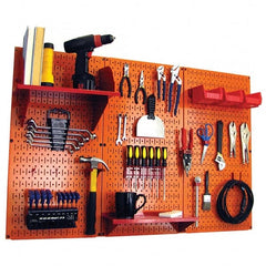 Wall Control - 48" Wide x 32" High Peg Board Kit - 3 Panels, Metal, Orange/Red - Exact Tooling