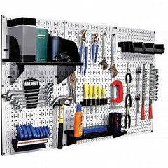 Wall Control - 48" Wide x 32" High Peg Board Kit - 3 Panels, Metal, White/Black - Exact Tooling