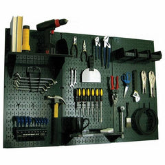 Wall Control - 48" Wide x 32" High Peg Board Kit - 3 Panels, Metal, Green/Black - Exact Tooling