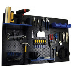 Wall Control - 48" Wide x 32" High Peg Board Kit - 3 Panels, Metal, Black/Blue - Exact Tooling