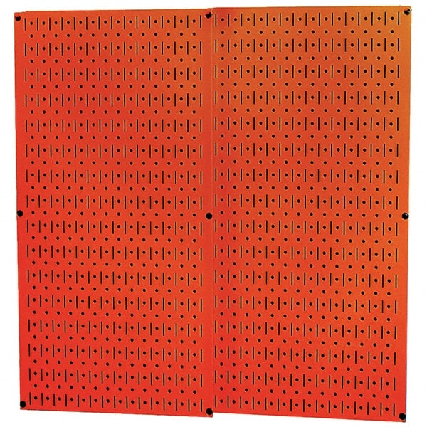 Wall Control - 32" Wide x 32" High Peg Board Storage Board - 2 Panels, Metal, Orange - Exact Tooling