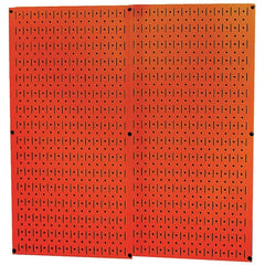 Wall Control - 32" Wide x 32" High Peg Board Storage Board - 2 Panels, Metal, Orange - Exact Tooling