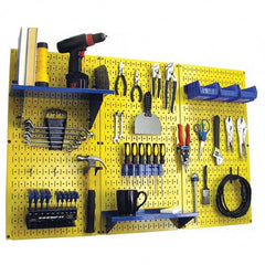 Wall Control - 48" Wide x 32" High Peg Board Kit - 3 Panels, Metal, Yellow/Blue - Exact Tooling