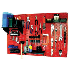 Wall Control - 48" Wide x 32" High Peg Board Kit - 3 Panels, Metal, Red/Black - Exact Tooling