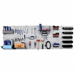 Wall Control - 96" Wide x 32" High Peg Board Kit - 6 Panels, Metal, Gray/Black - Exact Tooling