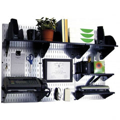 Wall Control - 48" Wide x 32" High Industrial Steel Tool Board System - 3 Panels, Galvanized Steel, Galvanized/Black - Exact Tooling