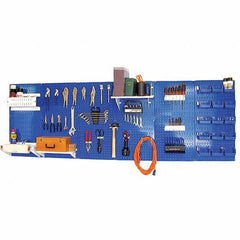 Wall Control - 96" Wide x 32" High Peg Board Kit - 6 Panels, Metal, Blue/White - Exact Tooling