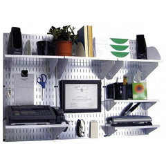 Wall Control - 48" Wide x 32" High Industrial Steel Tool Board System - 3 Panels, Galvanized Steel, Galvanized/White - Exact Tooling