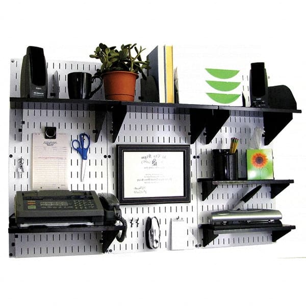 Wall Control - 48" Wide x 32" High Industrial Steel Tool Board System - 3 Panels, Metal, White/Black - Exact Tooling
