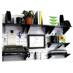 Wall Control - 48" Wide x 32" High Industrial Steel Tool Board System - 3 Panels, Metal, White/Black - Exact Tooling
