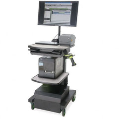 NewCastle Systems - 200 Lb Capacity, 2 Shelf Mobile Computer Workstation - 24" Wide x 26" Deep x 43" High, Steel - Exact Tooling
