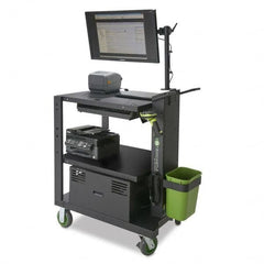 NewCastle Systems - 400 Lb Capacity, 3 Shelf Mobile Computer Workstation - 26" Wide x 35-1/2" Deep x 43" High, Steel - Exact Tooling