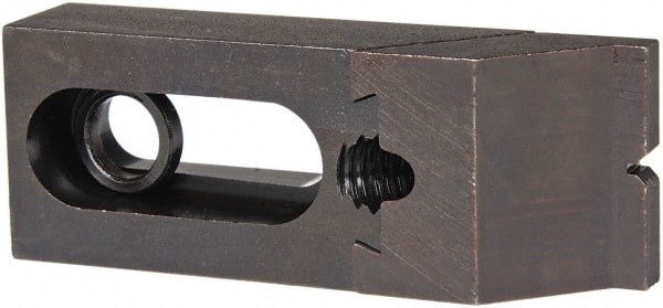 Jergens - 3-1/4" OAL x 1-1/2" Overall Width, Standard Grip Nose, Steel Manual Edge Clamp - Black Oxide Coating, 7/8" High, 1/2" Socket Cap Screw Slot, 2" Travel - Exact Tooling