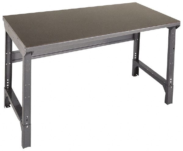 Edsal - 60 Wide x 30" Deep x 29" High, Steel Workbench - Straight Square Edge, Adjustable Height Legs - Exact Tooling