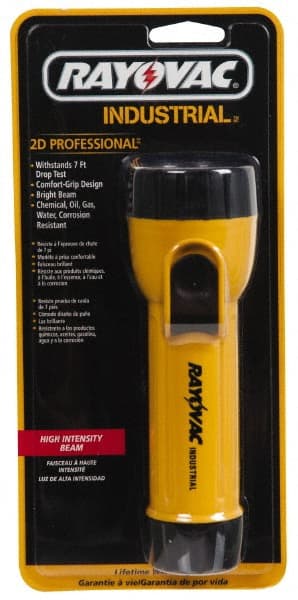 Rayovac - Incandescent Bulb, Industrial/Tactical Flashlight - Yellow Body, 2 D Batteries Not Included - Exact Tooling